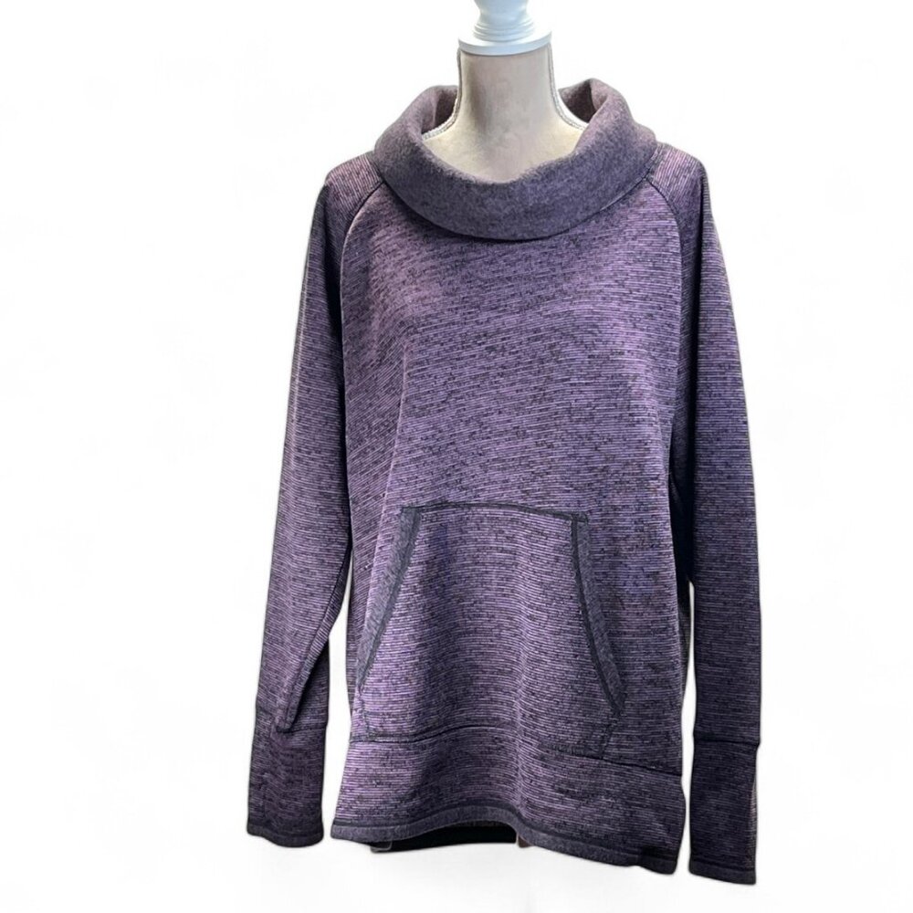 RBX Active Purple Cowl Neck Pullover Sweater Shirt Pocket Thumbhole Size 2X